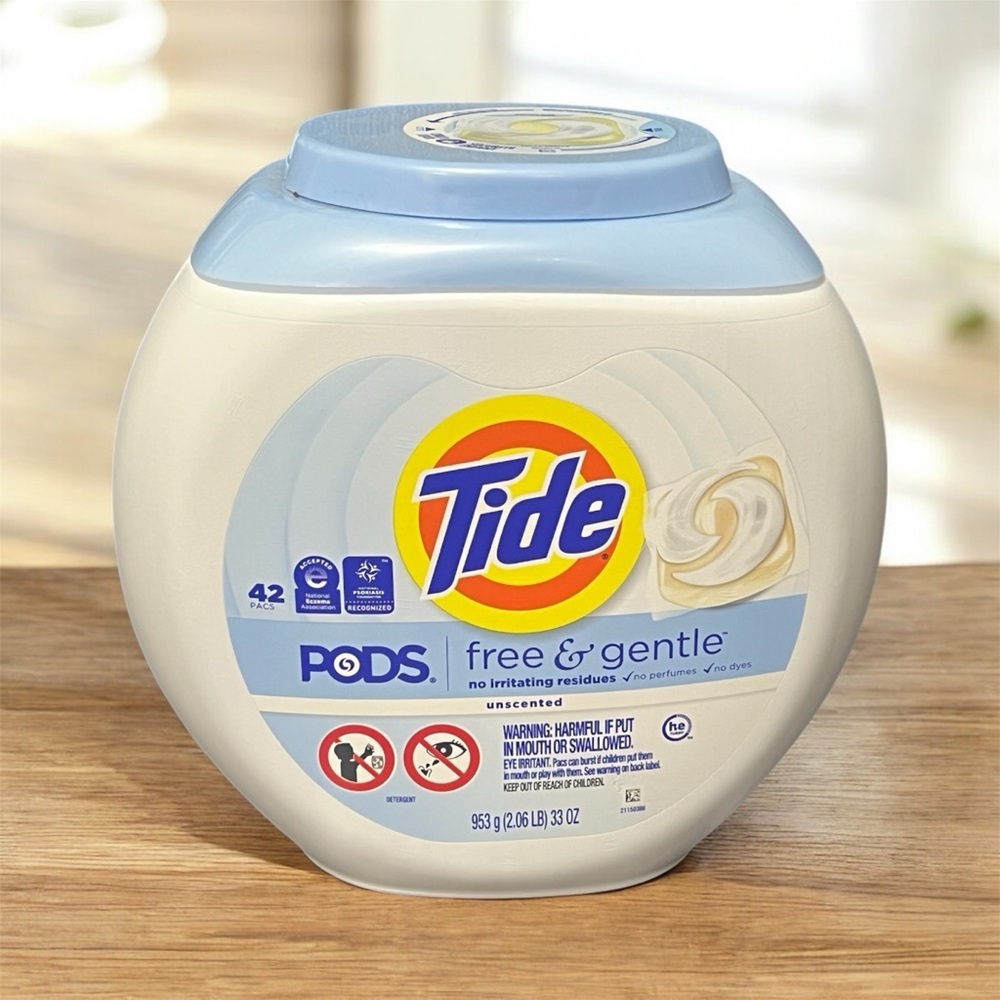Tide Free & Gentle Laundry Pods - White and Blue 42-counts